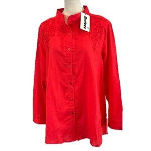 minibee Women's Red Button-Front Tunic Top